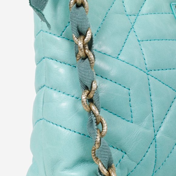 Lanvin Quilted Teal Leather Happy Crossbody Handbag - Picture 9 of 15